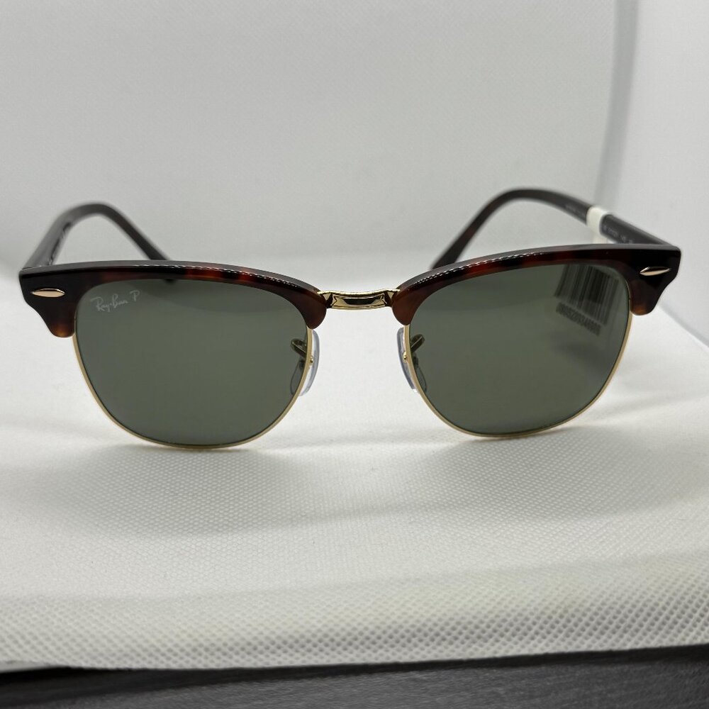 Ray-Ban Clubmaster Classic - Polished Tortoise on Gold / Green Polarized Lenses